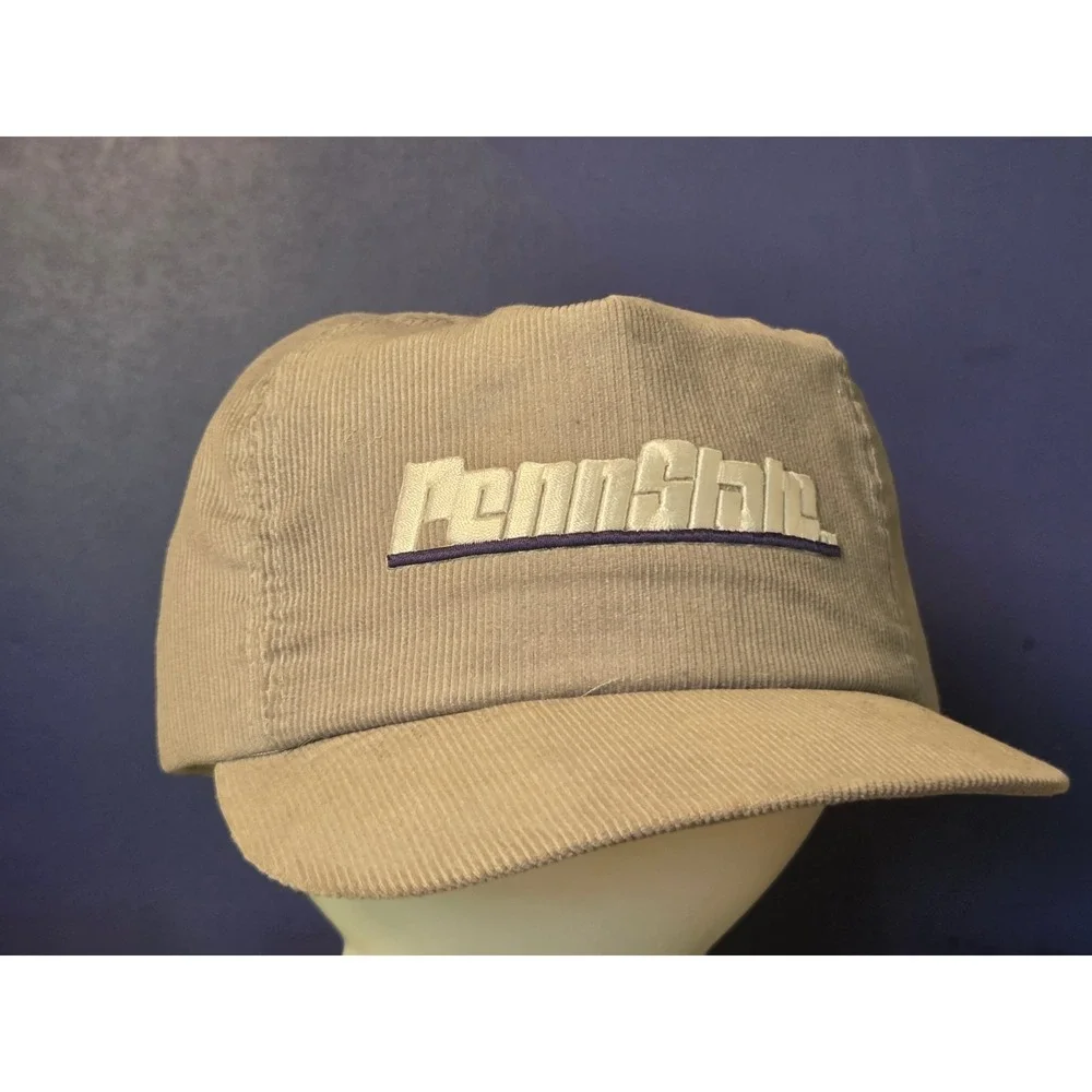 Vintage Penn State Trucker Hat Cap Corduroy Snapback Gray Made in USA